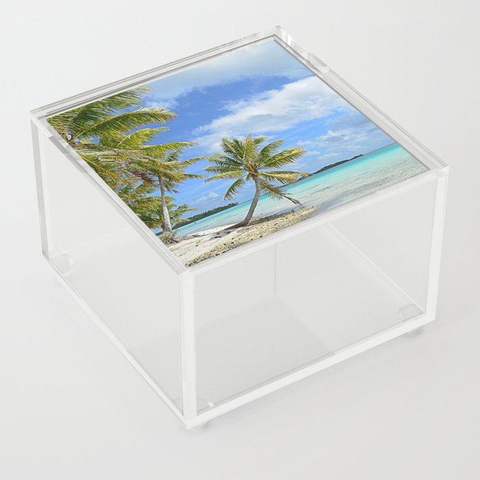Tropical palm beach in the Pacific Acrylic Box