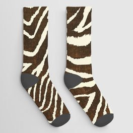 ANIMAL PRINT ZEBRA IN WINTER 2 BROWN AND BEIGE Socks
