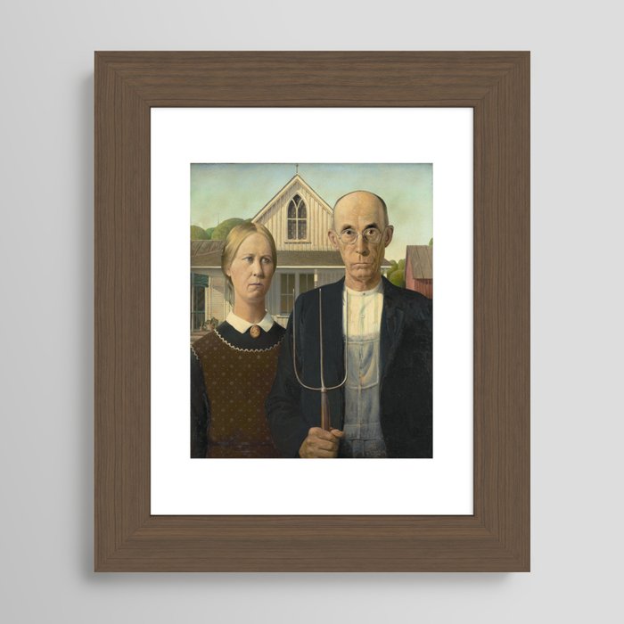 Grant Wood American Gothic Vintage SINGLE CANVAS WALL ART Picture Print