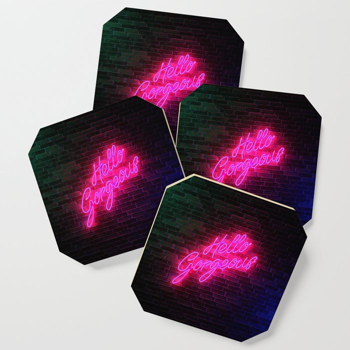 Hello Gorgeous - Neon Sign Coaster