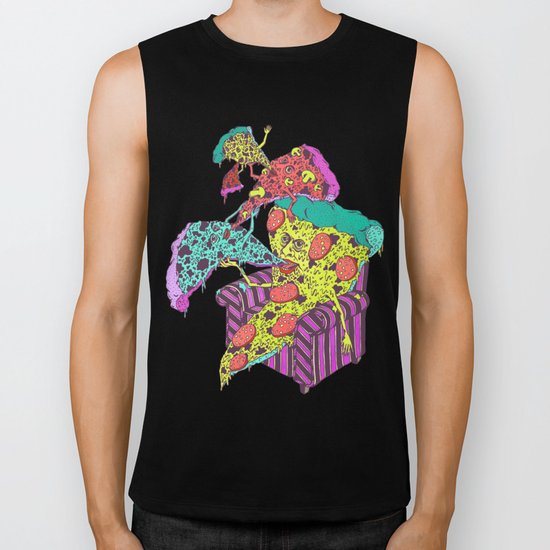 Pizza Eating Pizza - Blue Edition Biker Tank
