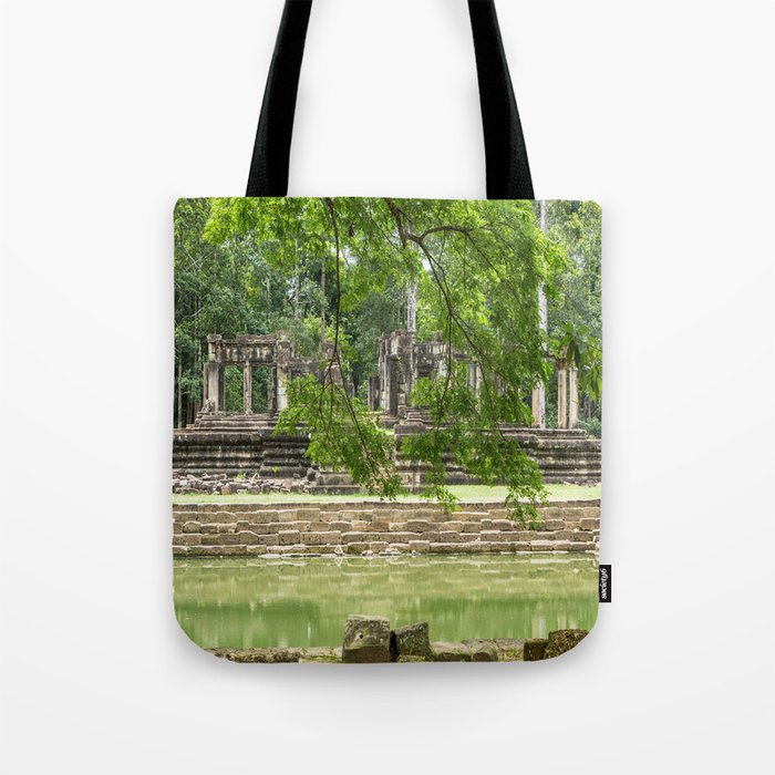 Pool & Structure of Baphuon Temple I, Angkor Thom, Siem Reap, Cambodia Tote Bag