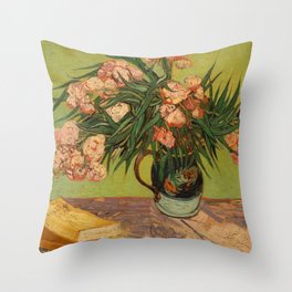 Oleanders in vase by Vincent van Gogh Throw Pillow