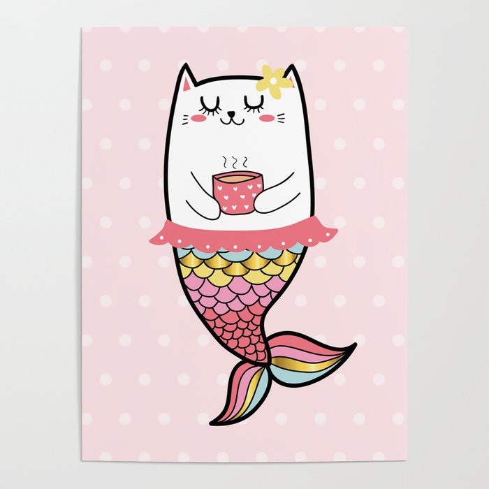 Mermaid Cat Poster