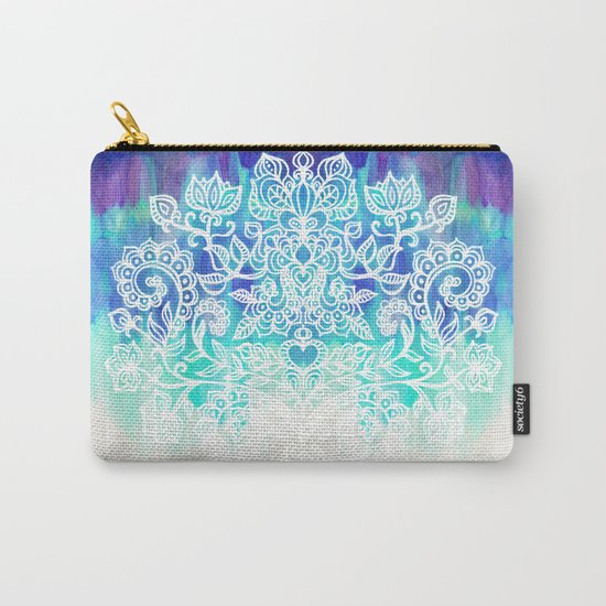 Indigo & Aqua Abstract - doodle painting Carry-All Pouch