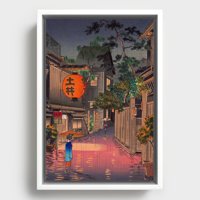 Tsuchiya Koitsu - Evening at Ushigome - Japanese Vintage Woodblock Painting Framed Canvas