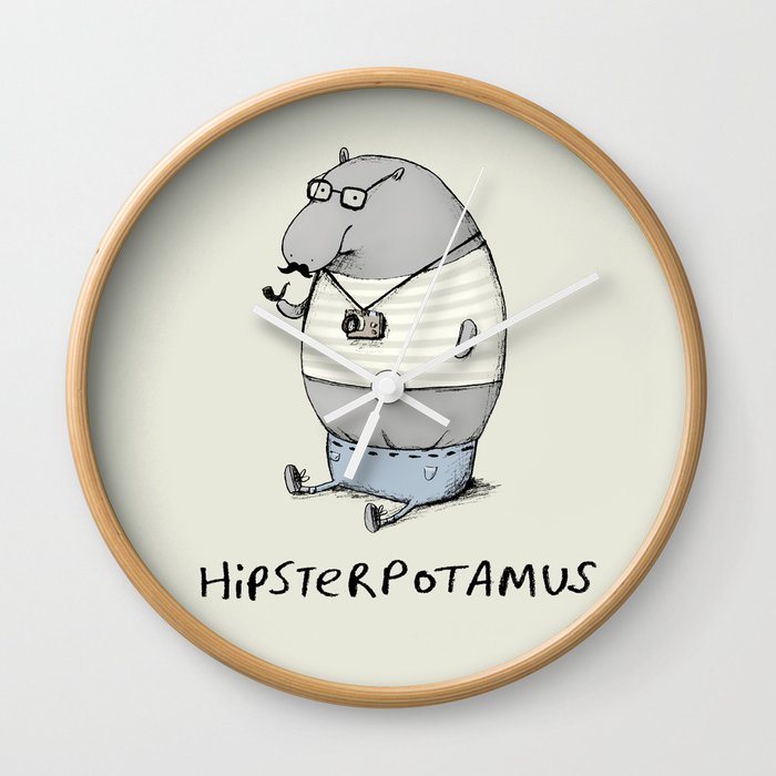Hipsterpotamus Wall Clock