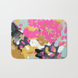 Sacha - abstract painting boho color palette bright happy dorm college abstract art Bath Mat | Colorful, Pink, Acrylic, College, Minimal, Abstract, Mint, Happy, Pattern, Painting 