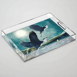 Evening Heron Acrylic Tray