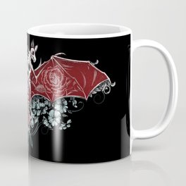 Bat Skeletons and Roses Coffee Mug | Drawing, Halloween, Gothic, Skull, Skeleton, Scary, Wings, Creature, Bat, Shaireproductions 