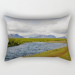 Bruarfoss in Iceland | Snowy mountains, cold waters and meadows Rectangular Pillow