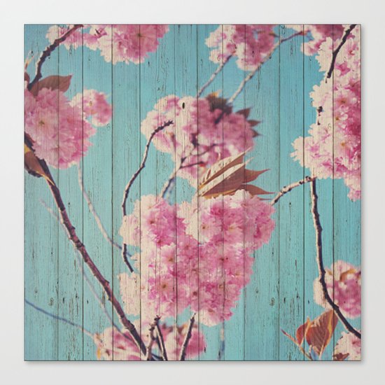 Sweet Flowers on Wood 06 Canvas Print