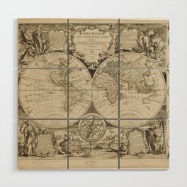 World map vintage 1755 Wood Wall Art