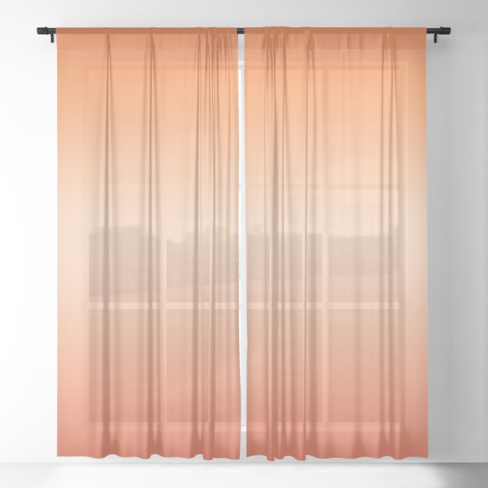 Warm Summer Gradient of Orange, Peach and Apricot Ombre Sheer Curtain