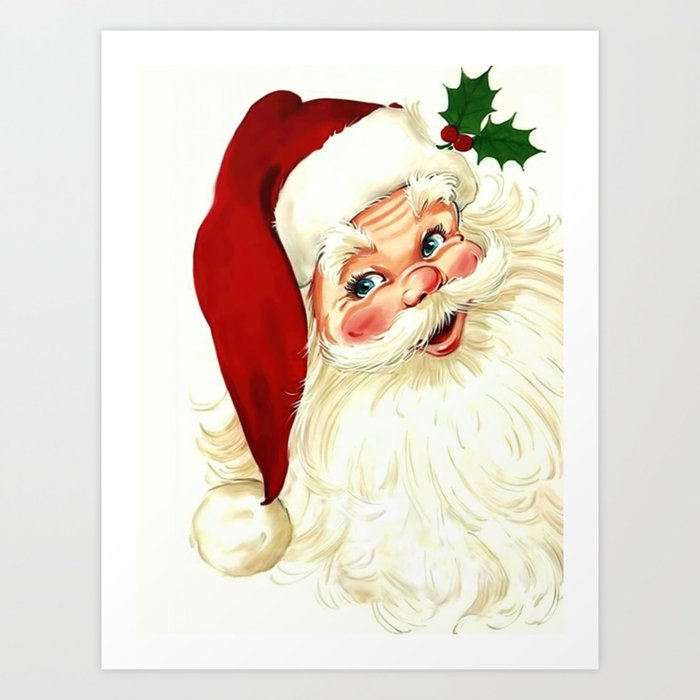 Cute laughing vintage santa Art Print