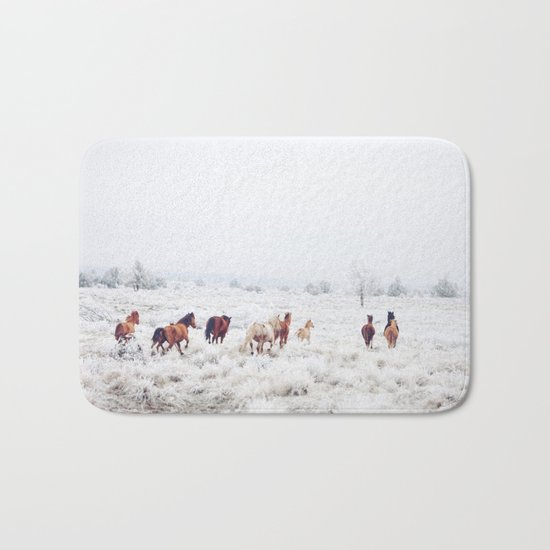 Winter Horses Bath Mat