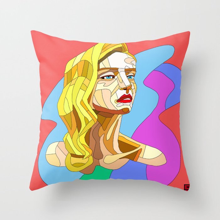 Day Dreaming - Pen and Ink Digitally Colored Throw Pillow