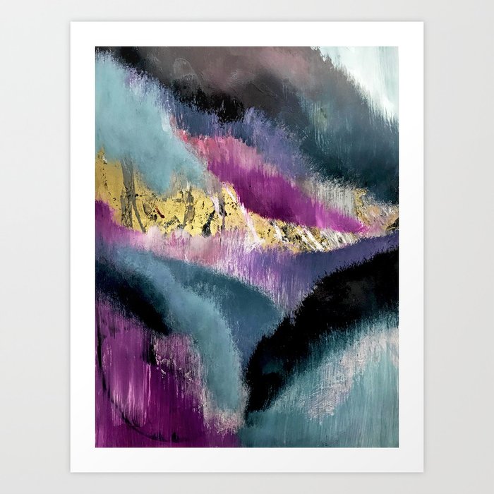 Gemini A Vibrant Colorful Abstract Piece In Gold Purple Blue Black And White Art Print By Blushingbrushstudio Society6