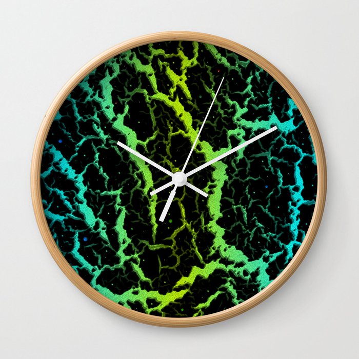 Cracked Space Lava - Cyan/Lime Wall Clock