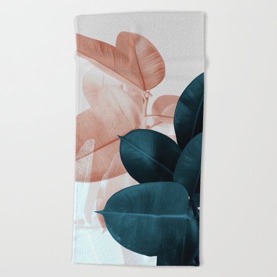 Plant Leaves, Tropical Leaves, Botanical Beach Towel