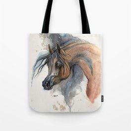 Arabian horse portrait watercolor art Tote Bag