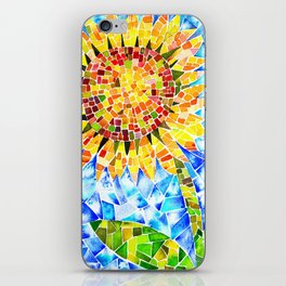 Sunflower Mosaic Stained Glass Watercolor iPhone Skin