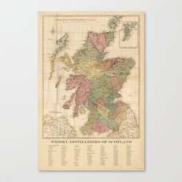 Whisky Distilleries of Scotland Canvas Print