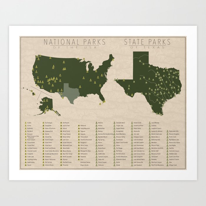 US National Parks - Texas Art Print