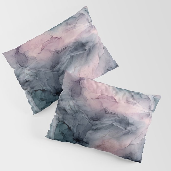 Blush Gray Blue Flowing Abstract Glow Up 1 Pillow Sham