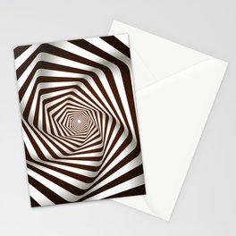 Brown & White Color Psychedelic Design Stationery Card