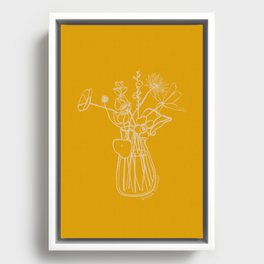 FLOWERS AND LEAVES IN YELLOW Framed Canvas