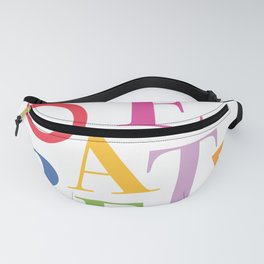 Coloured Overrated Text Fanny Pack | Digital, Circle, Tringle, Square, Shapes, Graphicdesign, Overrated, Letters, Pattern, Circles 