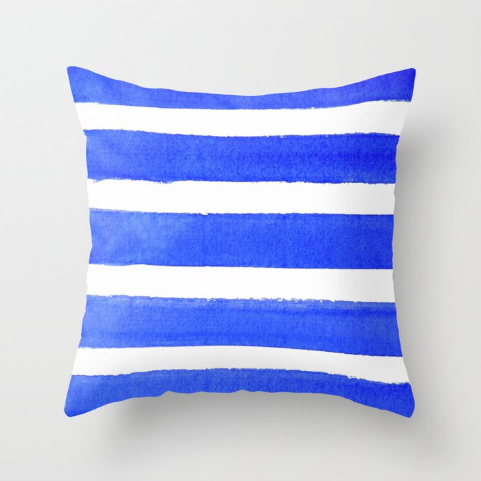 Watercolor Stripes of Blue Throw Pillow