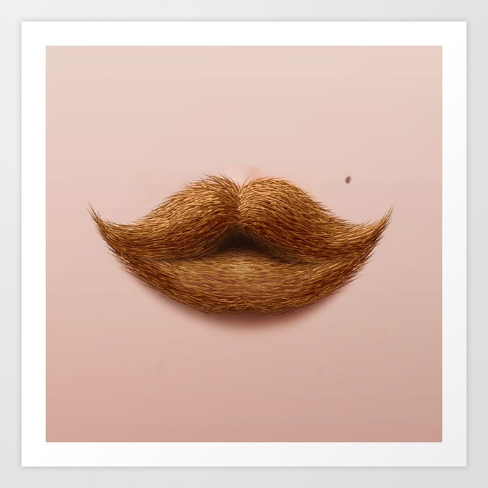 Mustache Lips Art Print