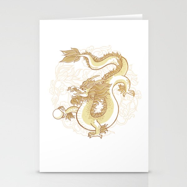 Gold Dragon with pearl Stationery Cards
