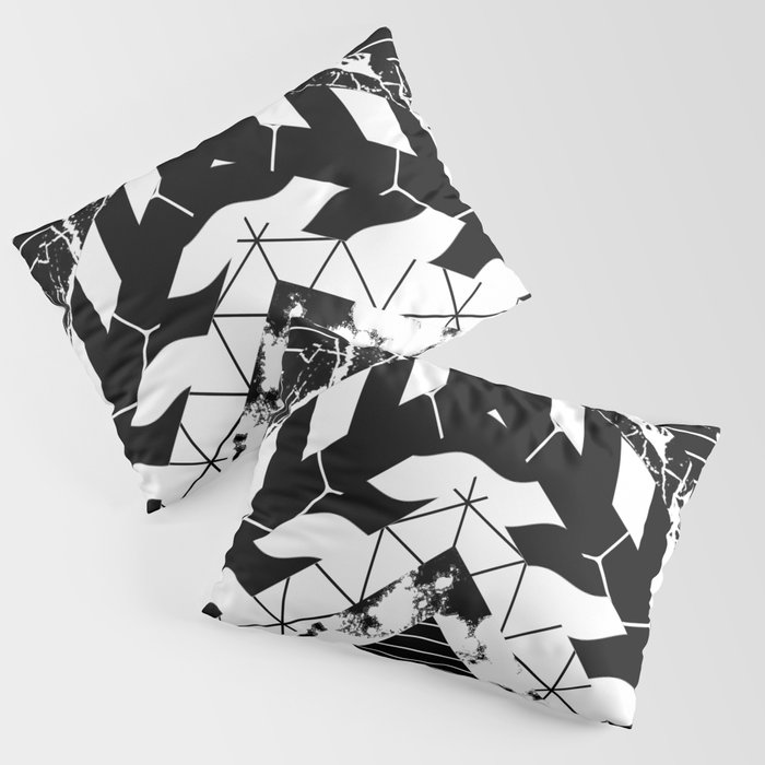 Layered (Black and white, abstract, geometric designs) Pillow Sham