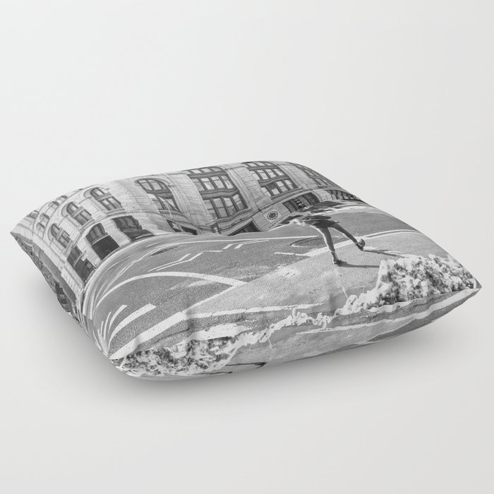 Walking in New York City | Black and White Travel Photography in NYC Floor Pillow