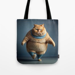 Fluffy red cat walking Tote Bag