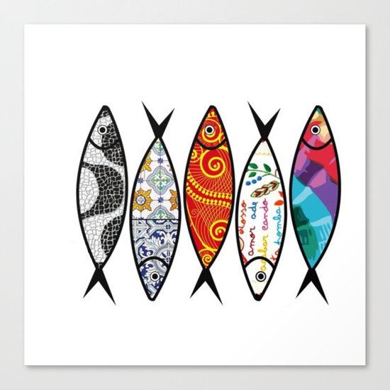 Sardines 5 colour Canvas Print