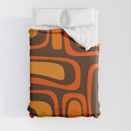 Palm Springs Retro Mid-Century Modern Abstract Pattern in 70s Brown and Orange Duvet Cover
