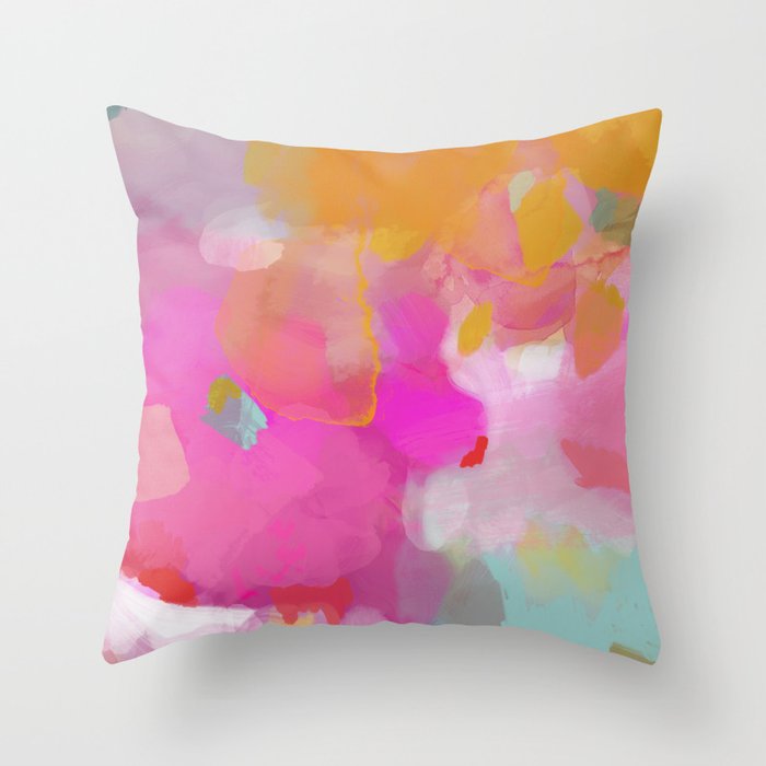 pink sun clouds abstract Throw Pillow