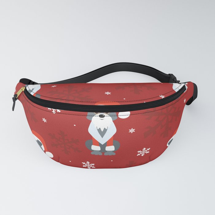 Colorful Seamless Pattern with Cute Dog in Christmas Costume 04 Fanny Pack