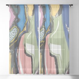 Colorful abstract anatomy Sheer Curtain