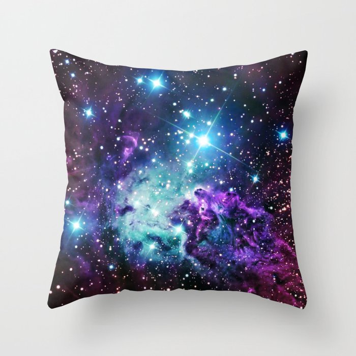 Fox Fur Nebula Purple Teal Galaxy Throw Pillow By Me101