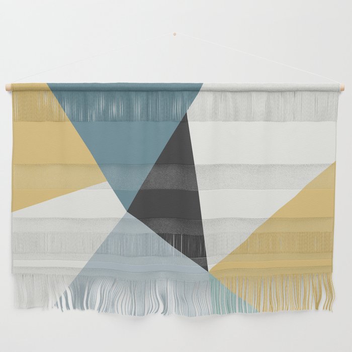 Broken Glass, blue & yellow, abstract graphic Wall Hanging