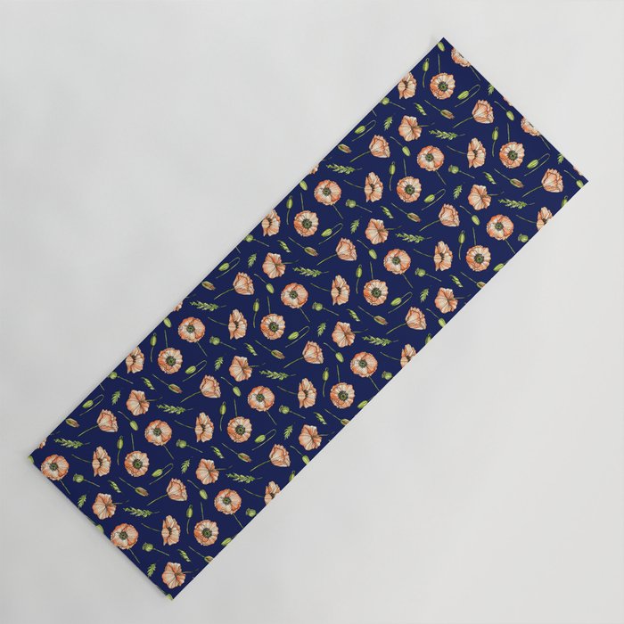 Poppies navy time Yoga Mat