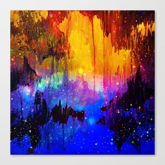 CASTLES IN THE MIST Magical Abstract Acrylic Painting Mixed Media Fantasy Cosmic Colorful Galaxy Canvas Print