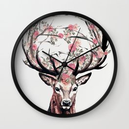 Deer and Flowers Wall Clock