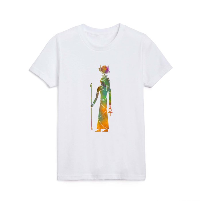 Egyptian god Hathor in watercolor Kids T Shirt
