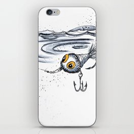 Fishing Lure Underwater with dangling hook and ripple iPhone Skin
